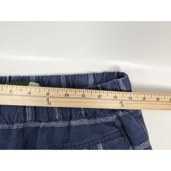 Anthropologie Coastal Blue High Rise Striped 100% Linen Pull-On Pants Small - Picture 9 of 11